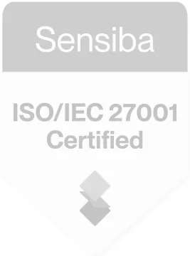Sensiba ISO/IEC 27001 Certified badge, greyed out
